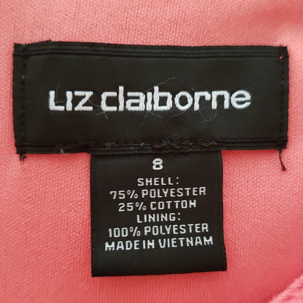 Liz Claiborne Midi Sheath Dress 8 Pink Basketweave Pockets Lined Work Office - Picture 15 of 16